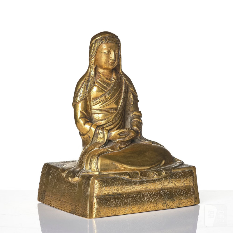 A gilt bronze sculpture of Arhat Ajita, - 图6
